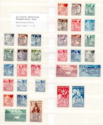 franz. Zone Rheinland Pfalz 1947-1949 MiNr. 1-52 postfrisch ohne Blöcke