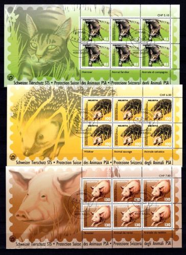 Schweiz Kleinbögen MiNr. 1886-1888 Ersttagssonderstempel Tierschutz