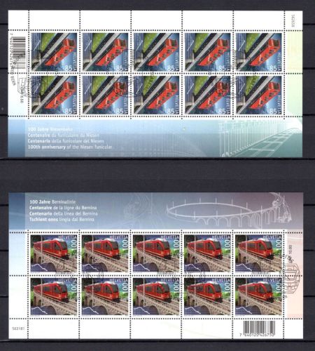 Schweiz Kleinbögen MiNr. 2151-5152 Ersttagssonderstempel Eisenbahnen