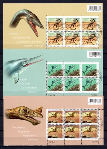 Schweiz Kleinbögen MiNr. 2167-269 Ersttagssonderstempel Dinosaurier