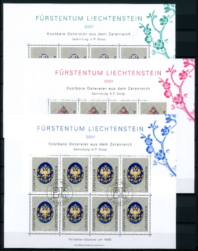 Liechtenstein Kleinbogensatz MiNr. 1259-1261 Ersttagsstempel Ostereier