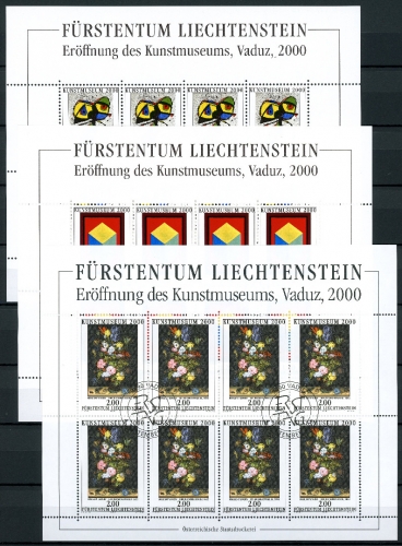 Liechtenstein Kleinbogensatz MiNr. 1245-1247 Ersttagsstempel Kunstmuseum