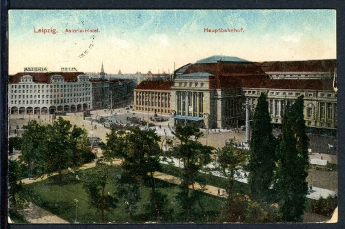 AK Leipzig 1919 Astoria Hotel, Hauptbahnhof, coloriert