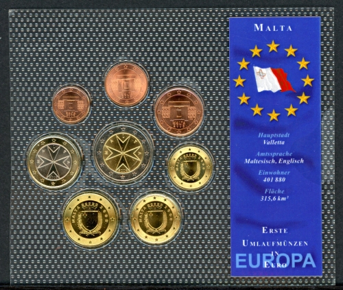 Malta 2008 Kursmünzensatz/ KMS im Blister unzirkuliert