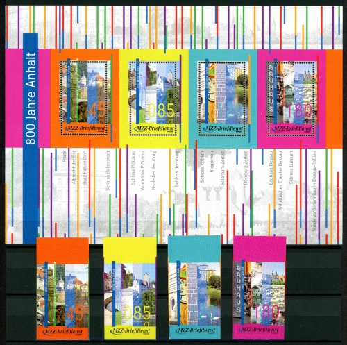 Bund Privatpost MZZ Briefdienst Halle/ Saale postfrisch Schlösser