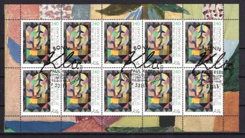 Bund Zehnerbogen MiNr. 3195 Paul Klee ESSt BONN gestempelt