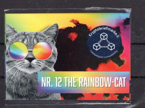Liechtenstein MiNr. NR. 12 The Rainbow-Cat postfrisch Blockchain Technologie