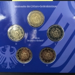 Bund 2015 2 Euro Gedenkmünzenset "25 Jahre Deutsche Einheit" spiegelglanz