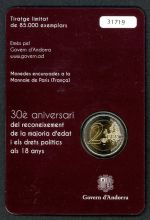 Andorra 2015 Coincard 2 Euro Gedenkmünze "30 Jahre Volljährigkeit" ST