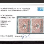 Danzig MiNr. 180 F I postfrisch im senkr. Paar, Kurzbefund Gruber