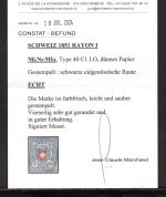Schweiz Plattenfehler MiNr. 9 II gestempelt Attest J. C. Marchand