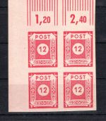 SBZ Ost-Sachsen 4er Block Eckrand ol MiNr. 63 v postfrisch rotes Papier