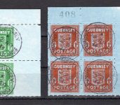 Dt. Besetzung WK II Guernsey 4er Bl. Eckrand MiNr. 4-5 gestempelt geprüft
