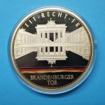 2016 Gigantprägung Brandenburger Tor, Farbdruck, Kupfer vergoldet in PP