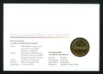 BRD 2009 Tombak Medaille "20 Jahre friedliche Revolution" Numisbrief PP
