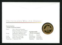 BRD 2010 Tombak Medaille "Die Wiedervereinigung" im Numisbrief PP
