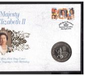Guernsey 1996 Numisbrief mit 5 Pfund 70. Geburtstag Elizabeth II. CuNi ST