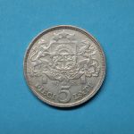 Lettland 1931 5 Lati Trachtenmädchen Silber vz