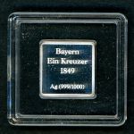 Bayern "Schwarzer Einser" 1849 aus Feinsilber in PP