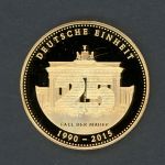 Medaille "25 Jahre Deutsche Einheit - Fall der Mauer" vergoldet PP