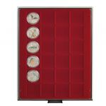Lindner Münzbox Rauchglas 24 Quadratische Fächer Münzen/Münzkapseln Ø42mm Neu 6674