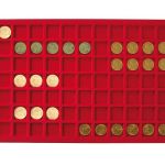 Lindner Münztableau für 77 Münzen bis 24 mm Ø - Rot 2329-77 Neu
