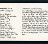 Südafrika 2010 Gedenkset "Johannesburg" Medaille und Münze in Hartbox