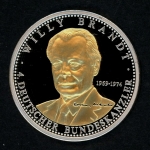 Deutschland Medaille Willy Brandt, versilbert, teilvergoldet PP