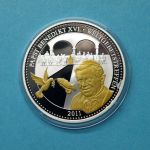 2011 Medaille Papst Benedikt XVI. Weltgebetstreffen, teilvergoldet PP