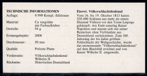 Medaille -Einweihung des Völkerschlachtendenkmals- 2008 vergoldet PP