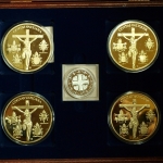 Medaillen Vatikan Die Päpste der Neuzeit, 4 Gigant Prägungen vergoldet PP