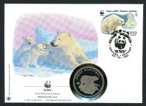 Sowjetunion 1987 Numisbrief Medaille Eisbären 30 Jahre WWF, CuNi PP