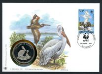 Rumänien 1993 Numisbrief Medaille Pelikan 30 Jahre WWF, CuNi PP