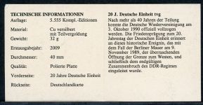 Bund 2010 20 Jahre Deutsche Einheit CuNi teilvergoldet PP