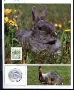 Schweiz Medaillenblatt Tiere der Heimat Kaninchen Medaille Feinsilber