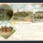 AK Pyrmont 1898 Gasthaus Vietmeyer, Schloß, Brunnenplatz mit Trinkhalle