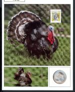Schweiz Medaillenblatt Tiere der Heimat Truthahn Medaille Feinsilber
