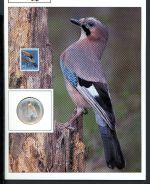 Schweiz Medaillenblatt Tiere der Heimat Eichelhäher Medaille Feinsilber