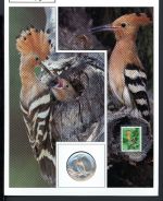 Schweiz Medaillenblatt Tiere der Heimat Wiedehopf Medaille Feinsilber