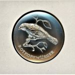 Schweiz Medaillenblatt Tiere der Heimat Rotkopfwürger Medaille Feinsilber