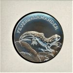 Schweiz Medaillenblatt Tiere der Heimat Feuersalamander Medaille Silber