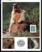 Schweiz Medaillenblatt Tiere der Heimat Murmeltier Medaille Feinsilber