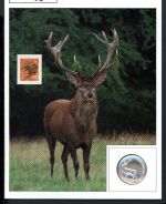 Schweiz Medaillenblatt Tiere der Heimat Edelhirsch Medaille Feinsilber