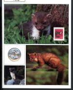 Schweiz Medaillenblatt Tiere der Heimat Edelmarder Medaille Feinsilber