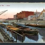 AK Neuss um 1920 Neusser Hafen mit Ladekran, coloriert