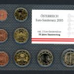 Österreich 2005 Euro-Sondersatz incl. 2 Euro 50 J. Staatsvertrag BU