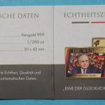 Tschad 5000 Francs CFA "Die Wende" 1/200 oz Feingold im Etui