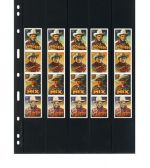 Lindner UNIPLATE Blätter Schwarz mit 5 Streifen, vertikal 065 (5er Pack) Neu