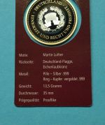 Medaille Martin Luther Silber, CU vergoldet PP
