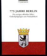 775 Jahre Berlin 8 Silbermedaillen teilvergoldet, farbveredelt PP
